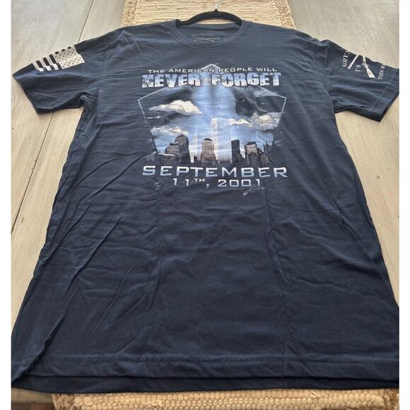 Grunt Style Navy Blue Never Forget Twin Towers Crew Neck T Shirt Men’s Sz M - Picture 1 of 8